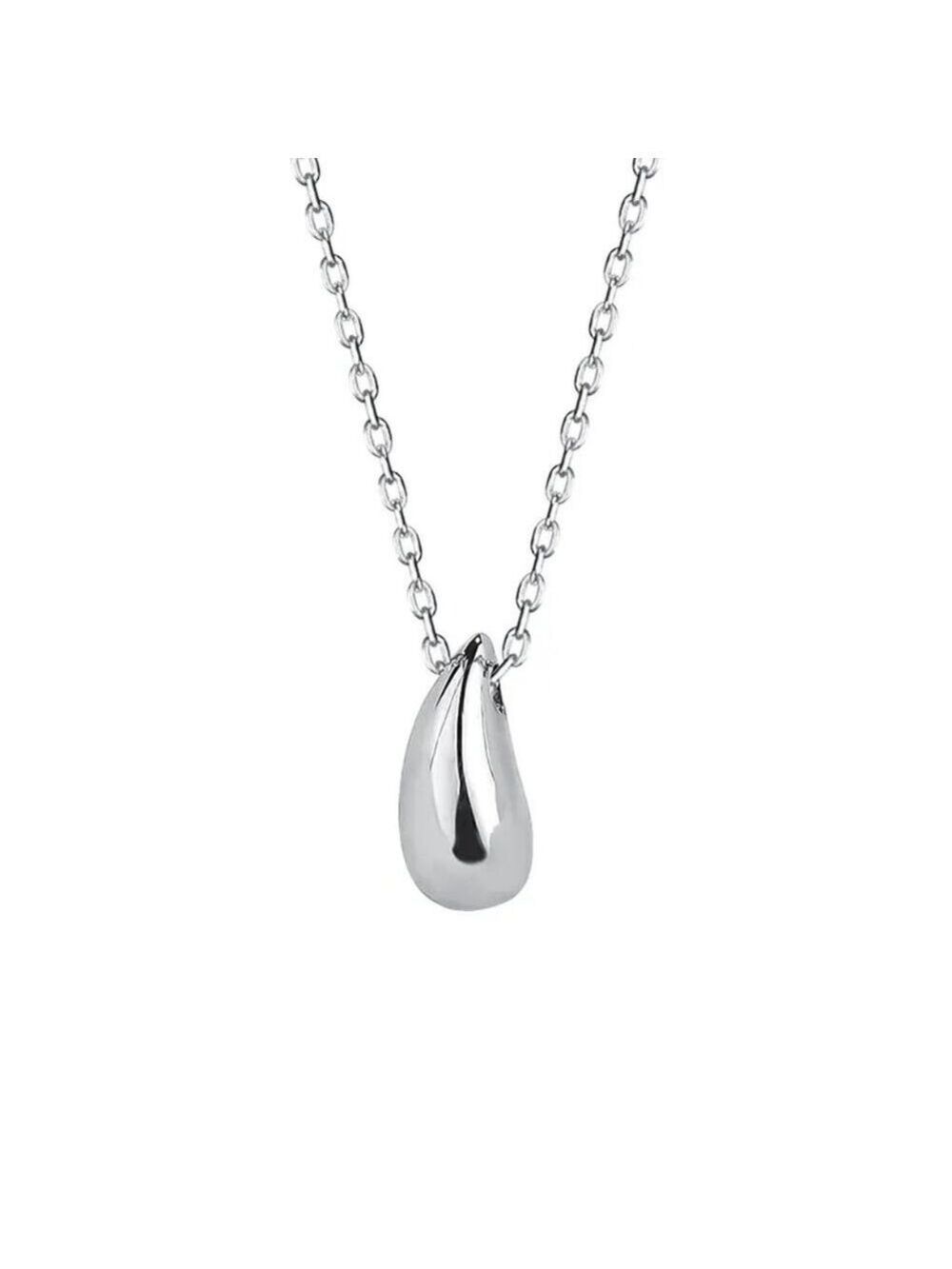 Sterling Silver Water Drop Pear Shape Dainty Delicate Pendant Necklace - Picture 5 of 6